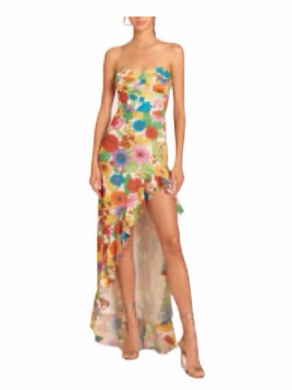 Amanda Uprichard Strapless Floral Gown with Leg Slit XS Wedding Guest - Sale